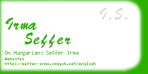irma seffer business card